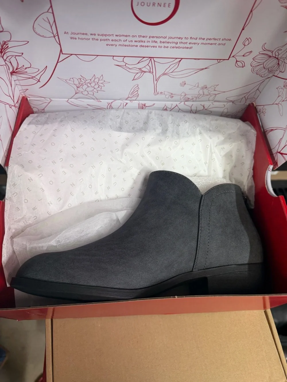 Journee Collection Gray Suede-Look Ankle Booties